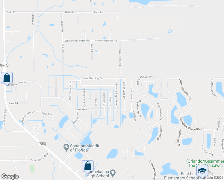 map of restaurants, bars, coffee shops, grocery stores, and more near 3253 Bright Court in Kissimmee