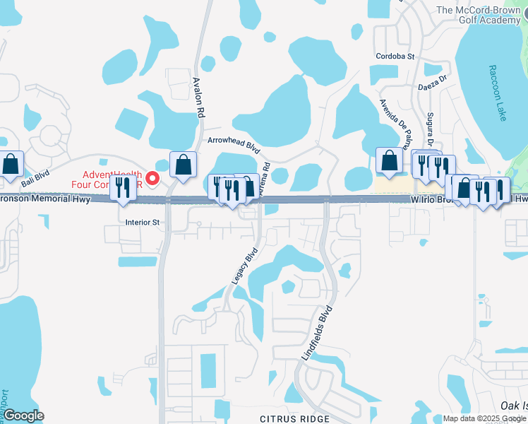 map of restaurants, bars, coffee shops, grocery stores, and more near 8813 Crayson Court in Kissimmee