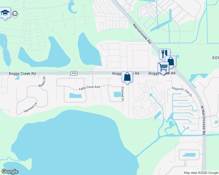 map of restaurants, bars, coffee shops, grocery stores, and more near 4924 Fells Cove Avenue in Kissimmee