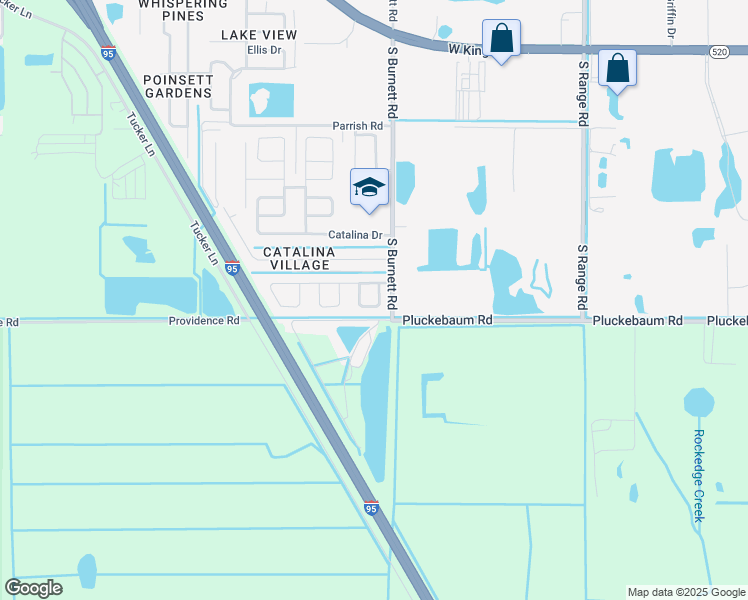 map of restaurants, bars, coffee shops, grocery stores, and more near 581 Chandler Street in Cocoa