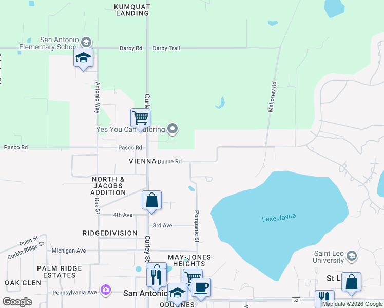 map of restaurants, bars, coffee shops, grocery stores, and more near 32945 Dunne Road in San Antonio