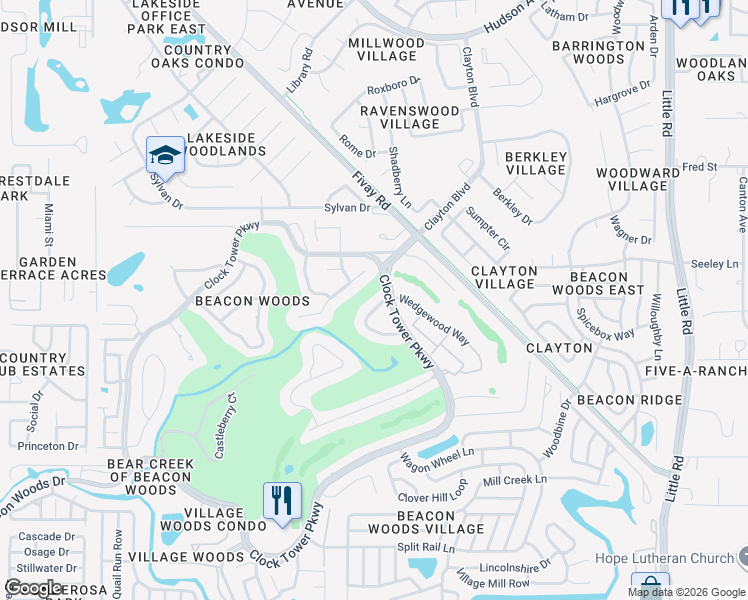 map of restaurants, bars, coffee shops, grocery stores, and more near 13021 Club Drive in Hudson