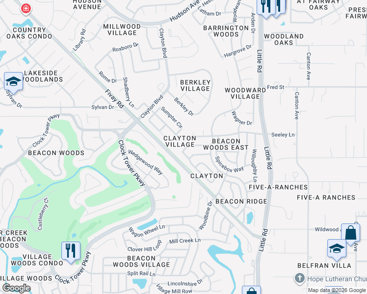 map of restaurants, bars, coffee shops, grocery stores, and more near 8603 Stonehedge Way in Hudson