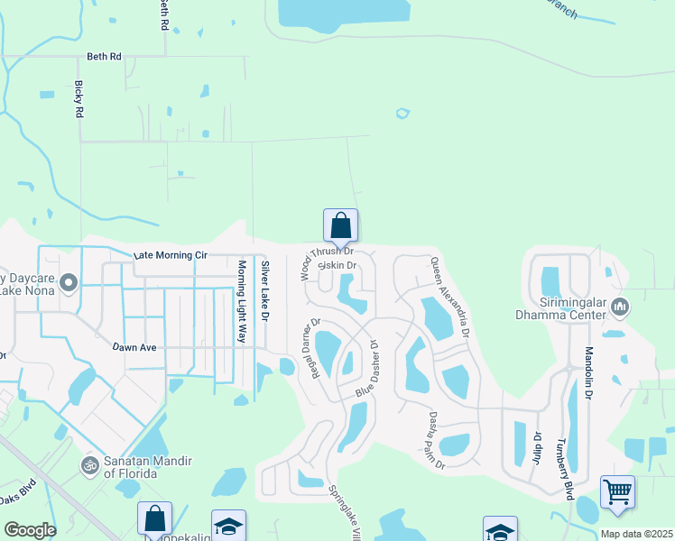 map of restaurants, bars, coffee shops, grocery stores, and more near 3865 Siskin Drive in Kissimmee