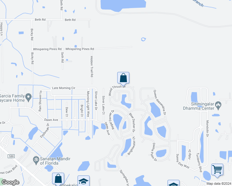 map of restaurants, bars, coffee shops, grocery stores, and more near 3840 Siskin Drive in Kissimmee