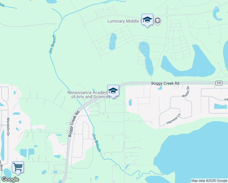 map of restaurants, bars, coffee shops, grocery stores, and more near 4480 Boggy Creek Road in Kissimmee