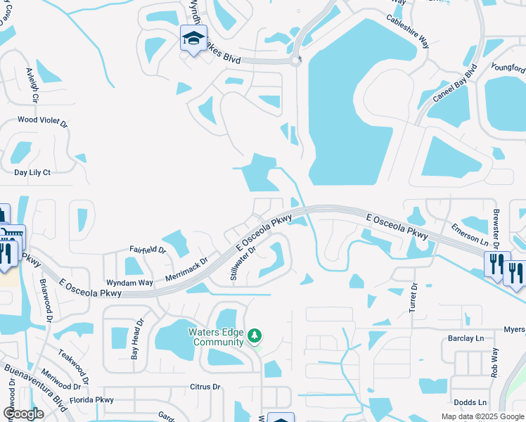 map of restaurants, bars, coffee shops, grocery stores, and more near 3200 Cranes Nest Lane in Kissimmee