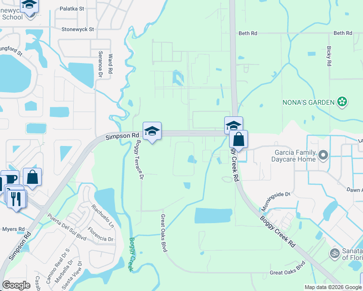 map of restaurants, bars, coffee shops, grocery stores, and more near 3303 Stratton Circle in Kissimmee