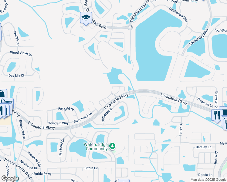 map of restaurants, bars, coffee shops, grocery stores, and more near 3200 Cranes Nest Lane in Kissimmee