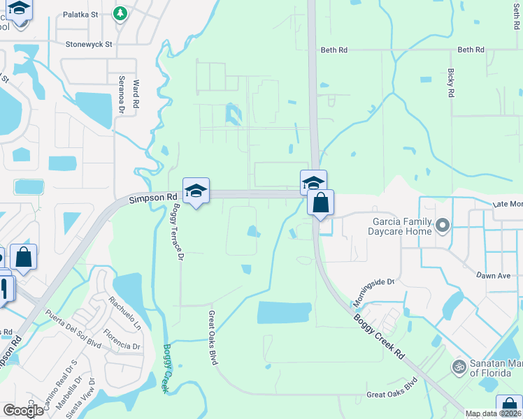 map of restaurants, bars, coffee shops, grocery stores, and more near 3170 Boggy Creek Road in Kissimmee