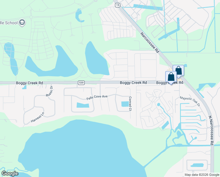 map of restaurants, bars, coffee shops, grocery stores, and more near 3216 Waterbridge Court in Kissimmee