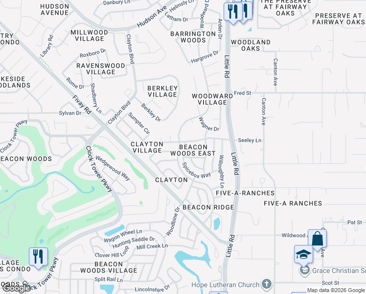 map of restaurants, bars, coffee shops, grocery stores, and more near 13017 Spicebox Way in Hudson