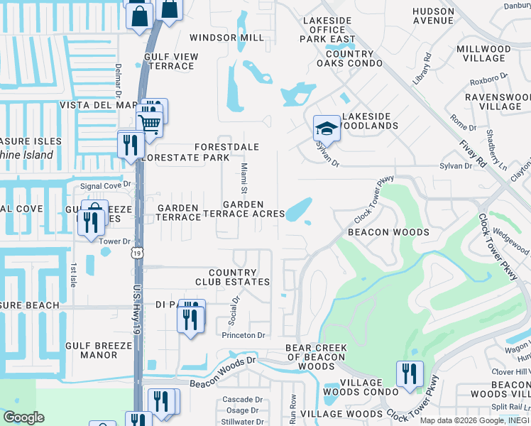 map of restaurants, bars, coffee shops, grocery stores, and more near 7404 Terrace Drive in Hudson