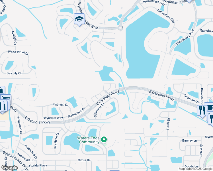 map of restaurants, bars, coffee shops, grocery stores, and more near 3200 Cranes Nest Lane in Kissimmee