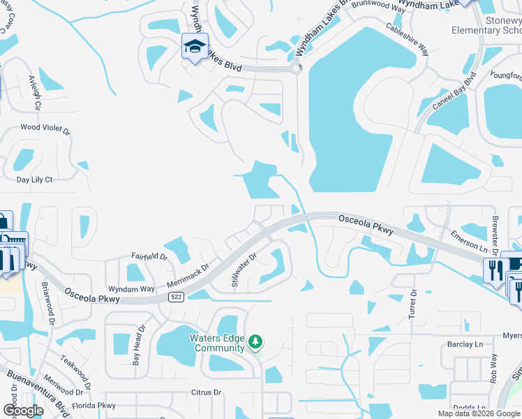 map of restaurants, bars, coffee shops, grocery stores, and more near 3200 Cranes Nest Lane in Kissimmee