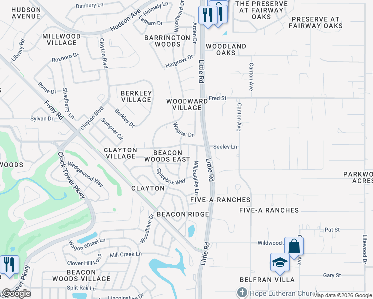 map of restaurants, bars, coffee shops, grocery stores, and more near 13021 Sirius Lane in Hudson