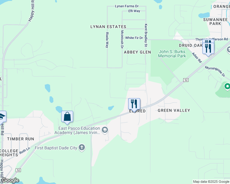 map of restaurants, bars, coffee shops, grocery stores, and more near 13024 Maudie Lane in Dade City