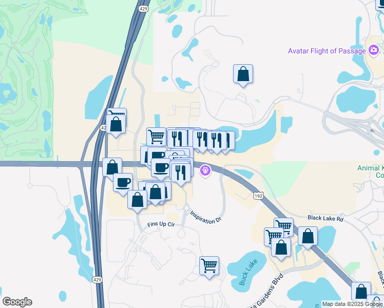 map of restaurants, bars, coffee shops, grocery stores, and more near 7973 West Irlo Bronson Memorial Highway in Kissimmee