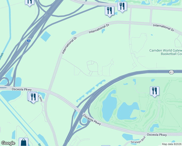 map of restaurants, bars, coffee shops, grocery stores, and more near 8813 Villa View Circle in Orlando