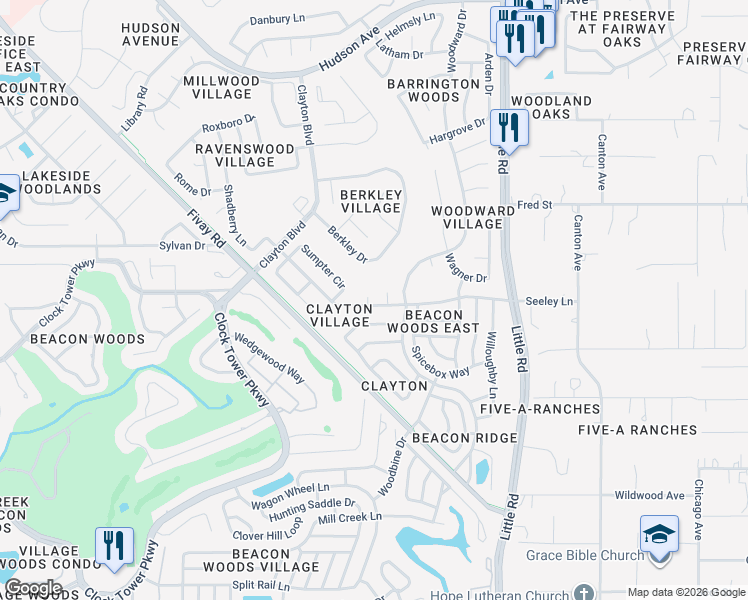 map of restaurants, bars, coffee shops, grocery stores, and more near 13104 Sumpter Circle in Hudson