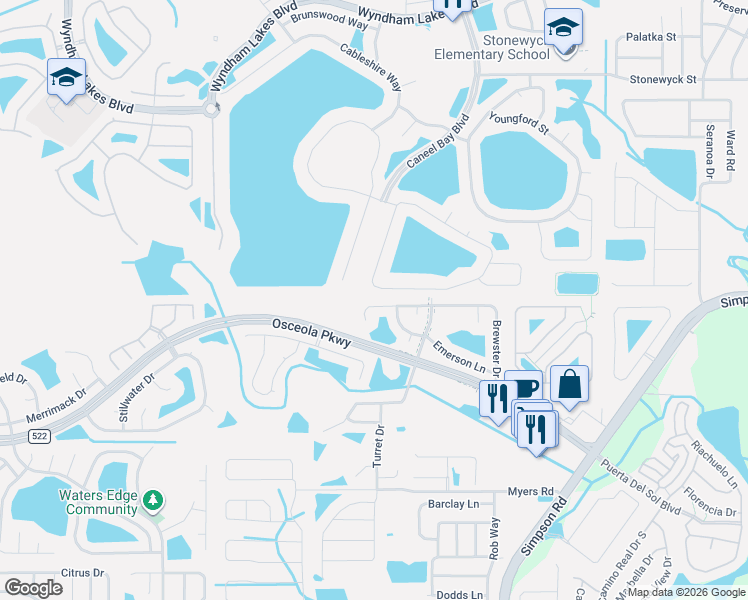 map of restaurants, bars, coffee shops, grocery stores, and more near 1665 Thetford Circle in Orlando
