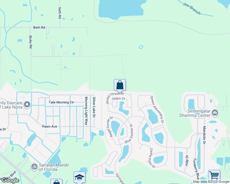 map of restaurants, bars, coffee shops, grocery stores, and more near 3856 Wood Thrush Drive in Kissimmee