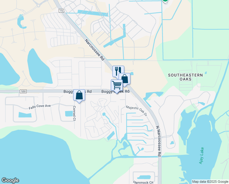 map of restaurants, bars, coffee shops, grocery stores, and more near 14988 Narcoossee Road in Orlando