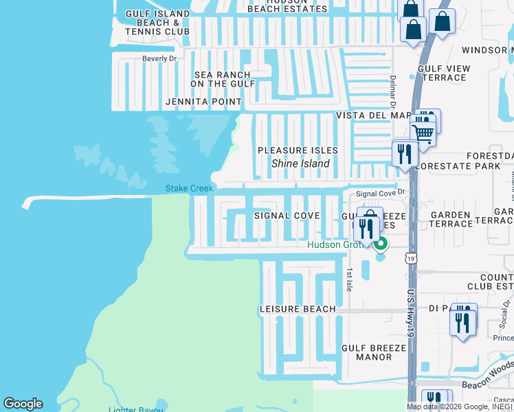 map of restaurants, bars, coffee shops, grocery stores, and more near 13147 Cabin Court in Hudson