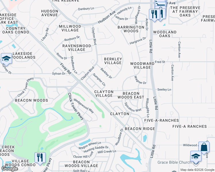 map of restaurants, bars, coffee shops, grocery stores, and more near 13104 Sumpter Circle in Hudson