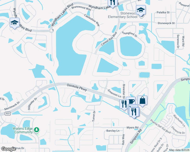 map of restaurants, bars, coffee shops, grocery stores, and more near 1580 Thetford Circle in Orlando