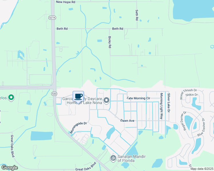 map of restaurants, bars, coffee shops, grocery stores, and more near 14890 Bicky Road in Orlando