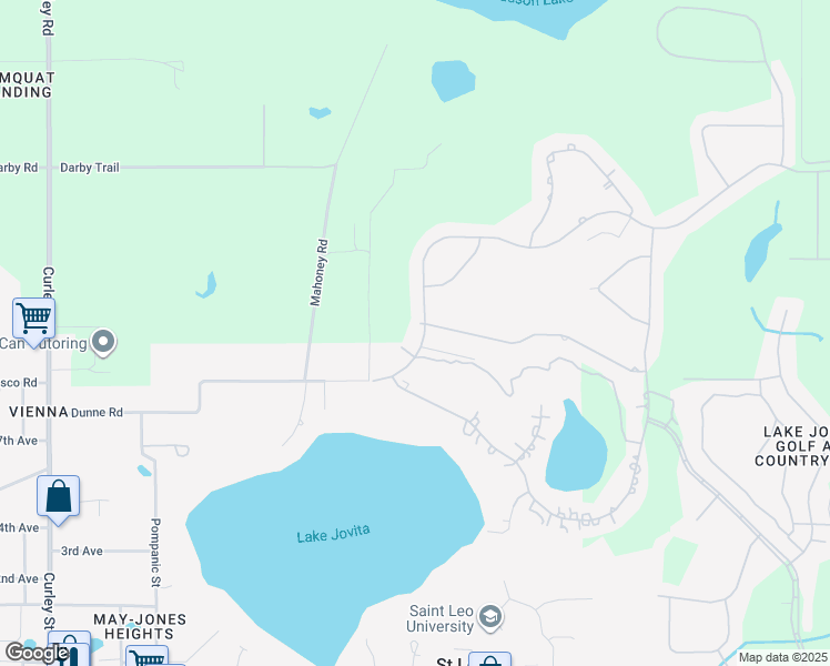 map of restaurants, bars, coffee shops, grocery stores, and more near 13109 Thoroughbred Drive in Dade City