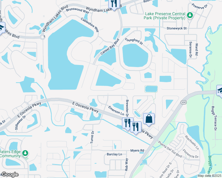 map of restaurants, bars, coffee shops, grocery stores, and more near 1748 Thetford Circle in Orlando