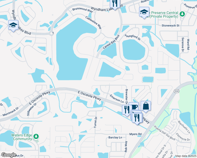 map of restaurants, bars, coffee shops, grocery stores, and more near 1664 Thetford Circle in Orlando