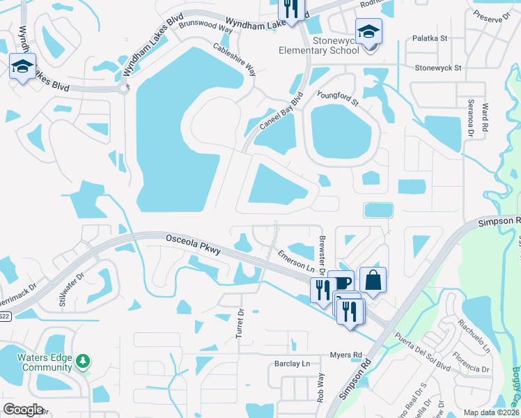 map of restaurants, bars, coffee shops, grocery stores, and more near 1592 Thetford Circle in Orlando