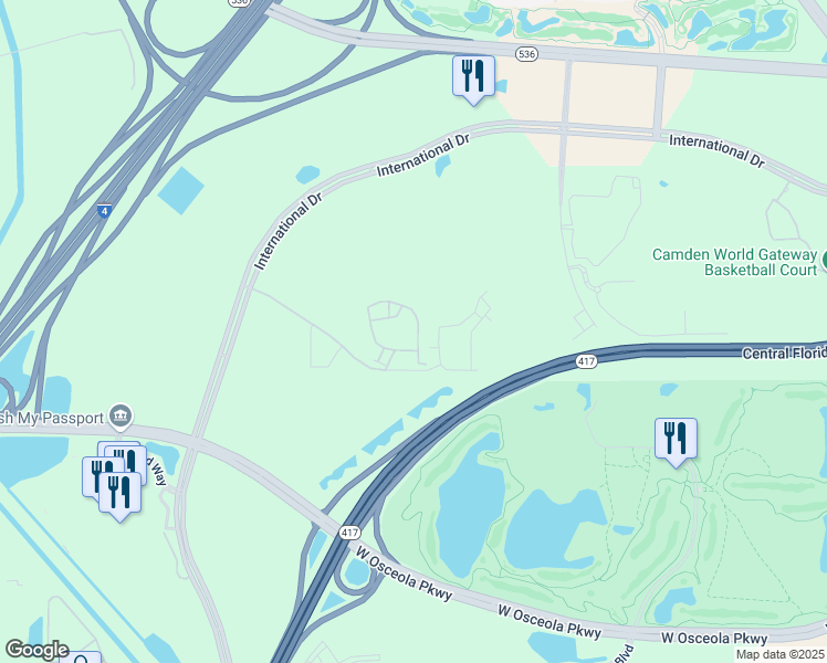 map of restaurants, bars, coffee shops, grocery stores, and more near 8849 Villa View Circle in Orlando