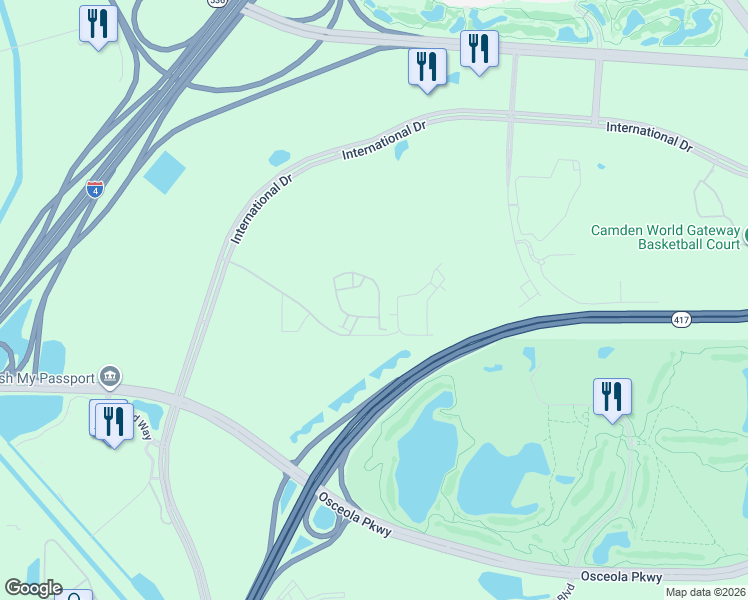 map of restaurants, bars, coffee shops, grocery stores, and more near 8849 Villa View Circle in Orlando