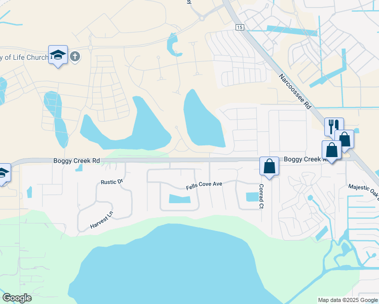 map of restaurants, bars, coffee shops, grocery stores, and more near 4854-4898 Boggy Creek Road in Kissimmee
