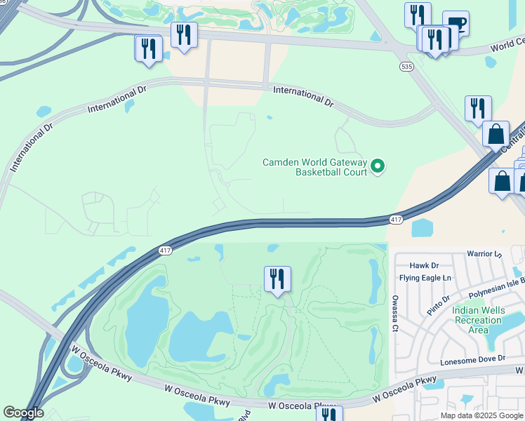map of restaurants, bars, coffee shops, grocery stores, and more near 8801 Worldquest Boulevard in Orlando