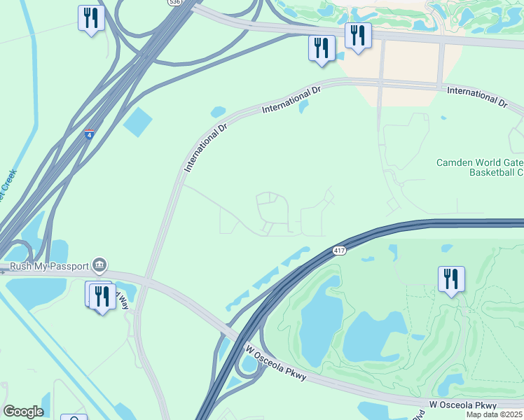 map of restaurants, bars, coffee shops, grocery stores, and more near 8813 Villa View Circle in Orlando