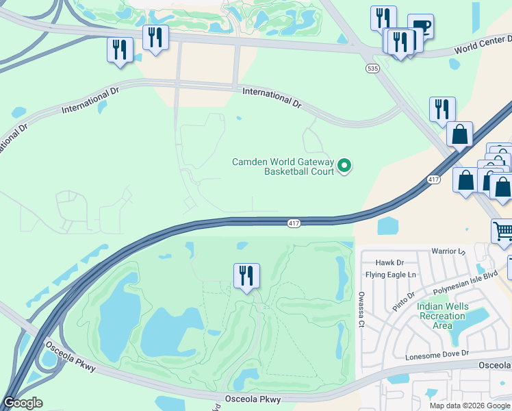 map of restaurants, bars, coffee shops, grocery stores, and more near 8763 Worldquest Boulevard in Orlando