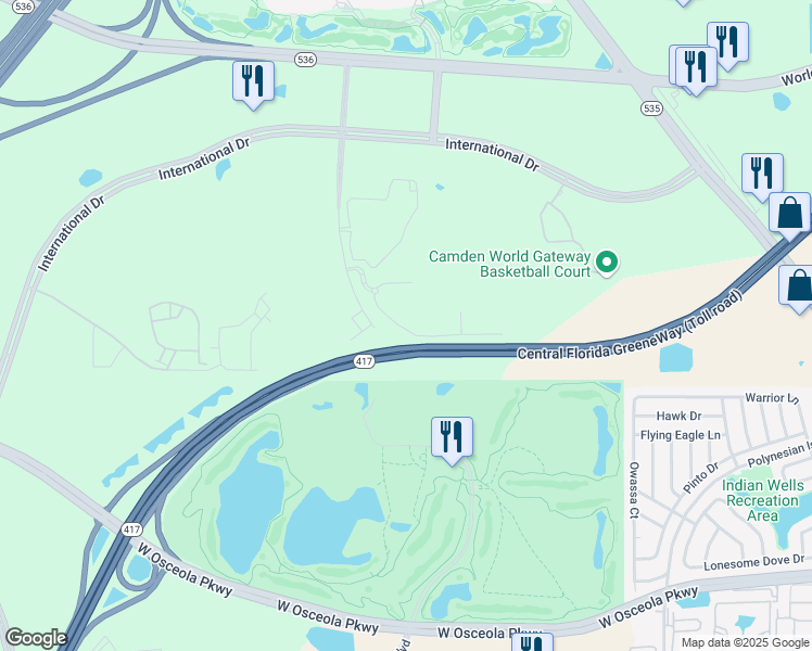 map of restaurants, bars, coffee shops, grocery stores, and more near 8801 Worldquest Boulevard in Orlando