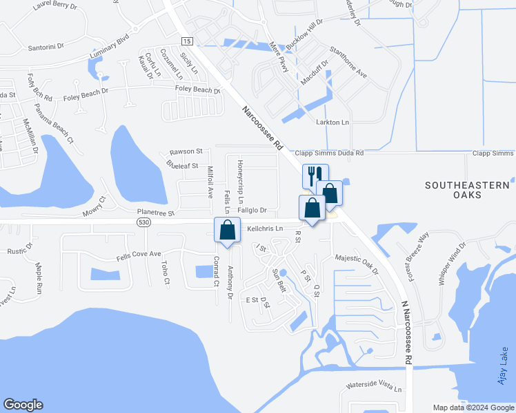 map of restaurants, bars, coffee shops, grocery stores, and more near 19347 Fallglo Drive in Kissimmee