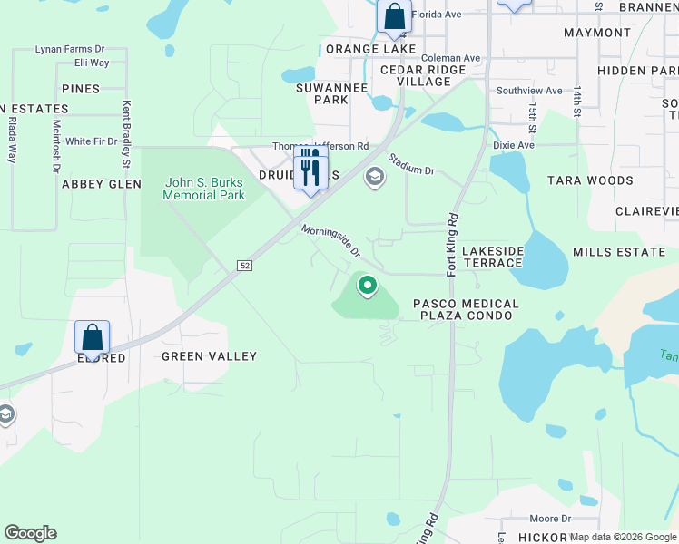 map of restaurants, bars, coffee shops, grocery stores, and more near 36722 State Road 52 in Dade City