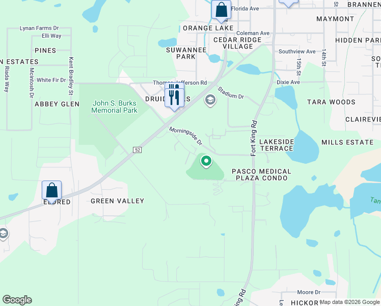 map of restaurants, bars, coffee shops, grocery stores, and more near 36722 State Road 52 in Dade City