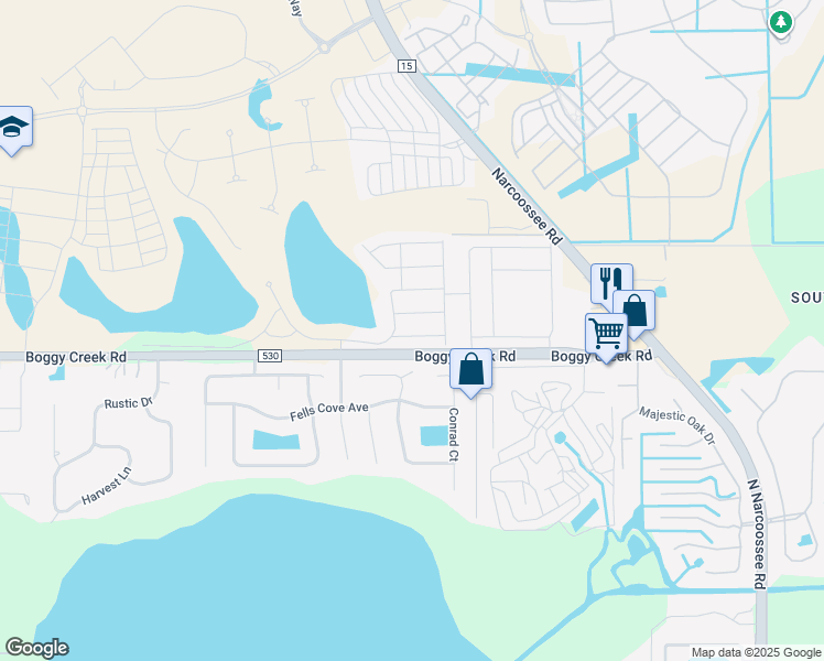 map of restaurants, bars, coffee shops, grocery stores, and more near 3143 Conrad Court in Kissimmee