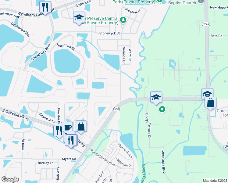 map of restaurants, bars, coffee shops, grocery stores, and more near 4141 Sherlock Court in Orlando