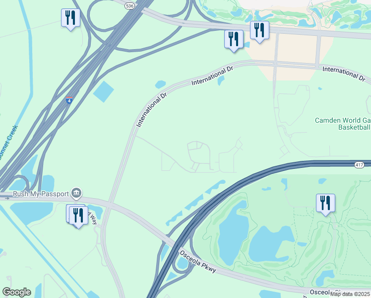 map of restaurants, bars, coffee shops, grocery stores, and more near 8813 Villa View Circle in Orlando