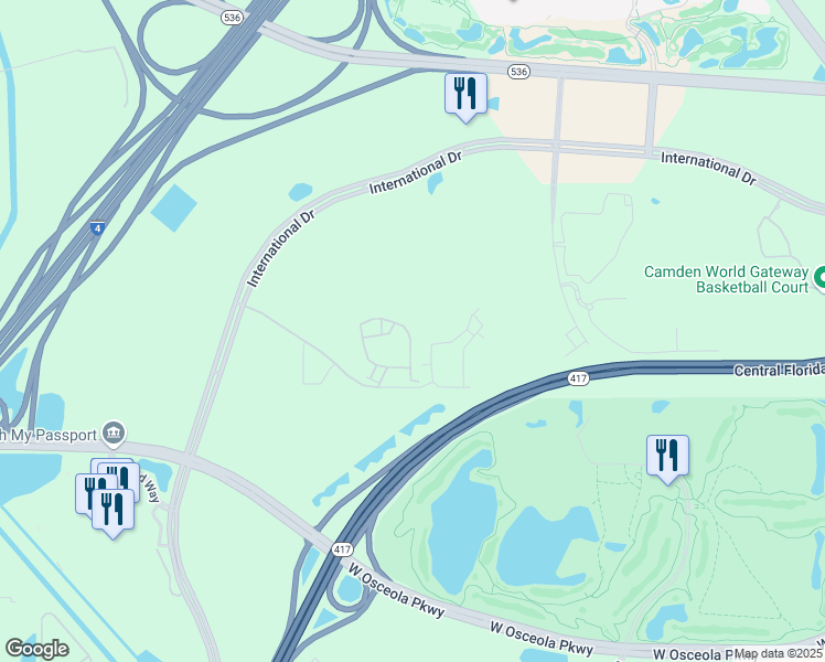 map of restaurants, bars, coffee shops, grocery stores, and more near 8842 Villa View Circle in Orlando