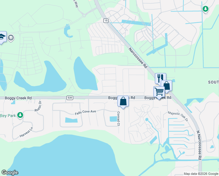 map of restaurants, bars, coffee shops, grocery stores, and more near 5000-5032 Boggy Creek Road in Kissimmee